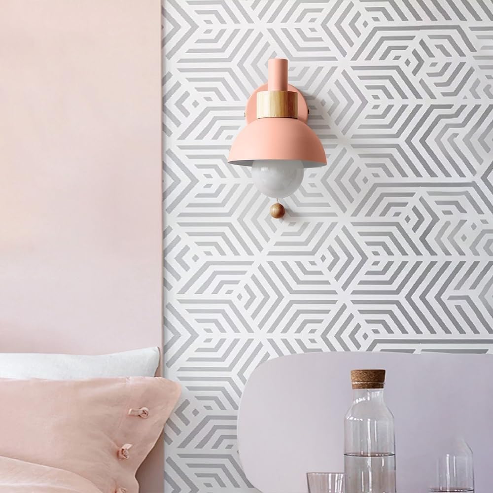 Macaron E27 Væglampe mit Træk Kæde Tænd Sluk Kontakt - LED Pære - Jern Wall Light Fixtures Danmarkmode.dk