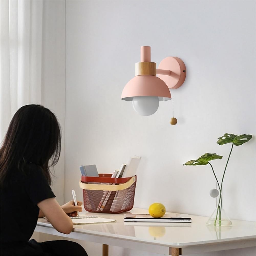 Macaron E27 Væglampe mit Træk Kæde Tænd Sluk Kontakt - LED Pære - Jern Wall Light Fixtures Danmarkmode.dk