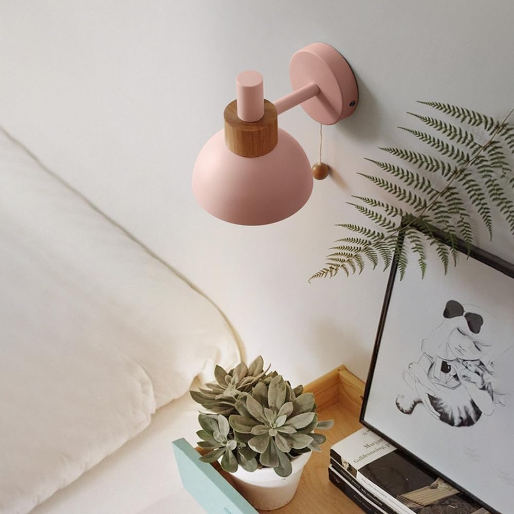 Macaron E27 Væglampe mit Træk Kæde Tænd Sluk Kontakt - LED Pære - Jern Wall Light Fixtures Danmarkmode.dk