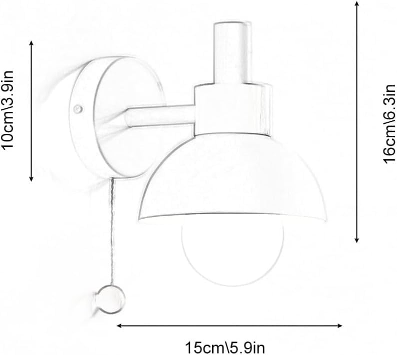 Macaron E27 Væglampe mit Træk Kæde Tænd Sluk Kontakt - LED Pære - Jern Wall Light Fixtures Danmarkmode.dk