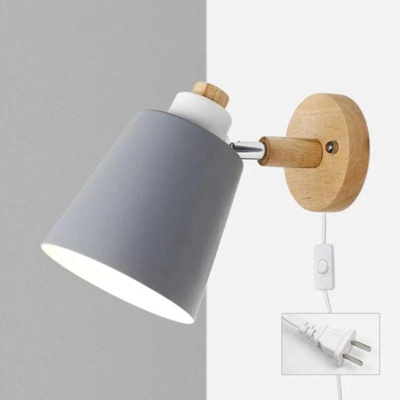Macaron Metalskærm LED Sengelampe - Væglampe - Justerbar - Træfod Wall Light Fixtures Danmarkmode.dk