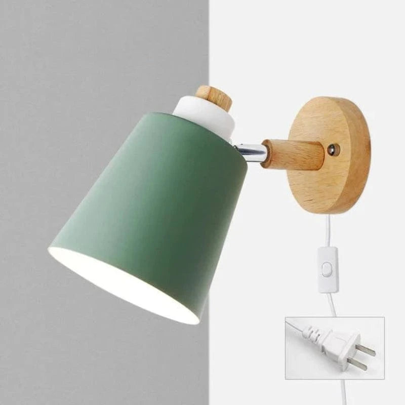 Macaron Metalskærm LED Sengelampe - Væglampe - Justerbar - Træfod Wall Light Fixtures Danmarkmode.dk
