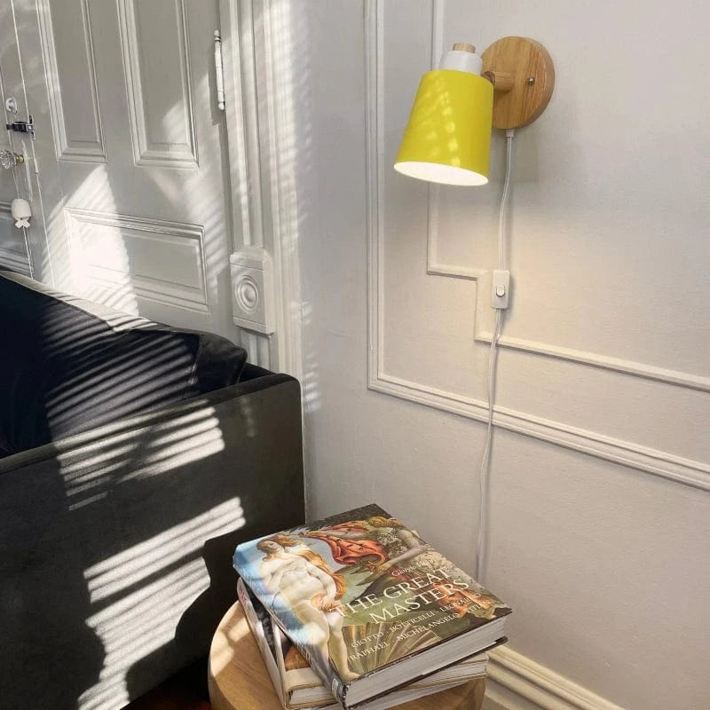 Macaron Metalskærm LED Sengelampe - Væglampe - Justerbar - Træfod Wall Light Fixtures Danmarkmode.dk