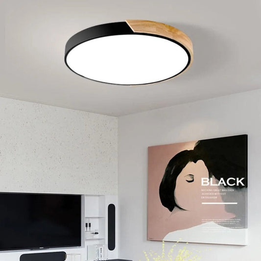 Macaron Rund Loftslampe I Træ Ceiling Light Danmarkmode.dk