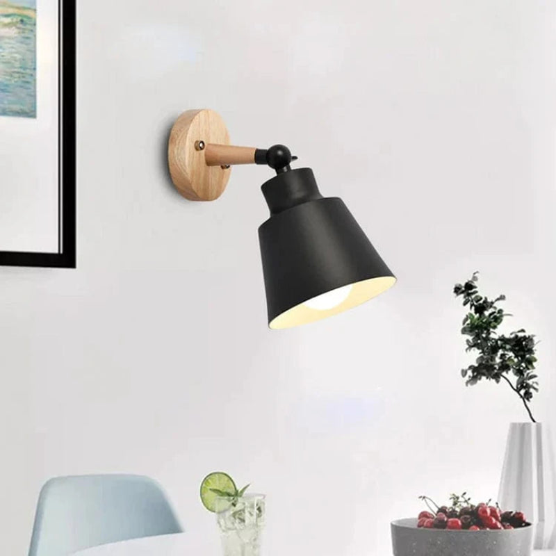 Matte Finish Væglampe med Træfod - Sengelampe - Indendørs - Jern Wall Light Fixtures Danmarkmode.dk