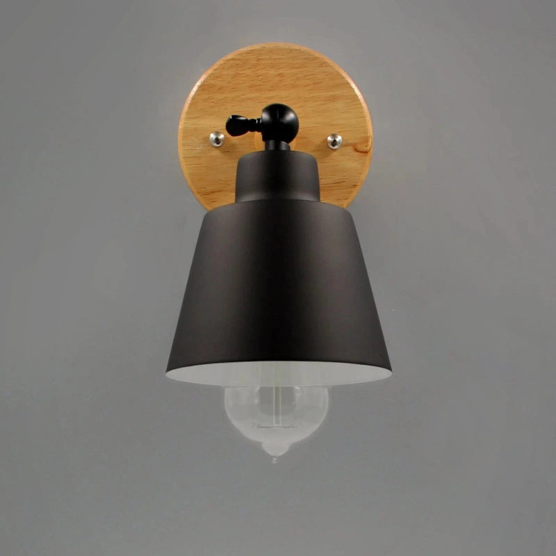 Matte Finish Væglampe med Træfod - Sengelampe - Indendørs - Jern Wall Light Fixtures Danmarkmode.dk