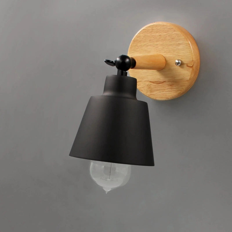 Matte Finish Væglampe med Træfod - Sengelampe - Indendørs - Jern Wall Light Fixtures Danmarkmode.dk