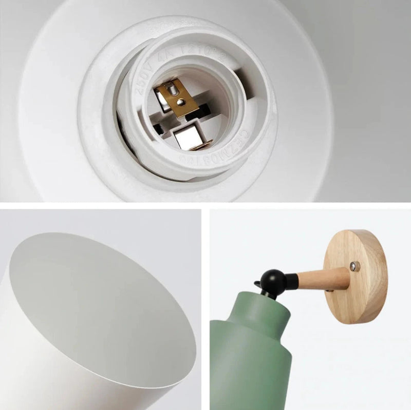 Matte Finish Væglampe med Træfod - Sengelampe - Indendørs - Jern Wall Light Fixtures Danmarkmode.dk