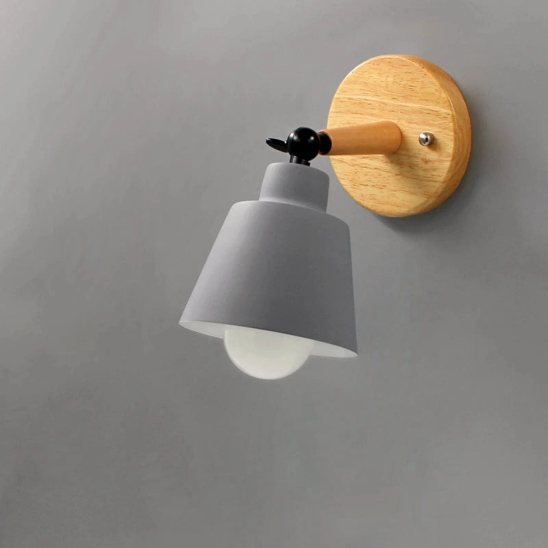 Matte Finish Væglampe med Træfod - Sengelampe - Indendørs - Jern Wall Light Fixtures Danmarkmode.dk