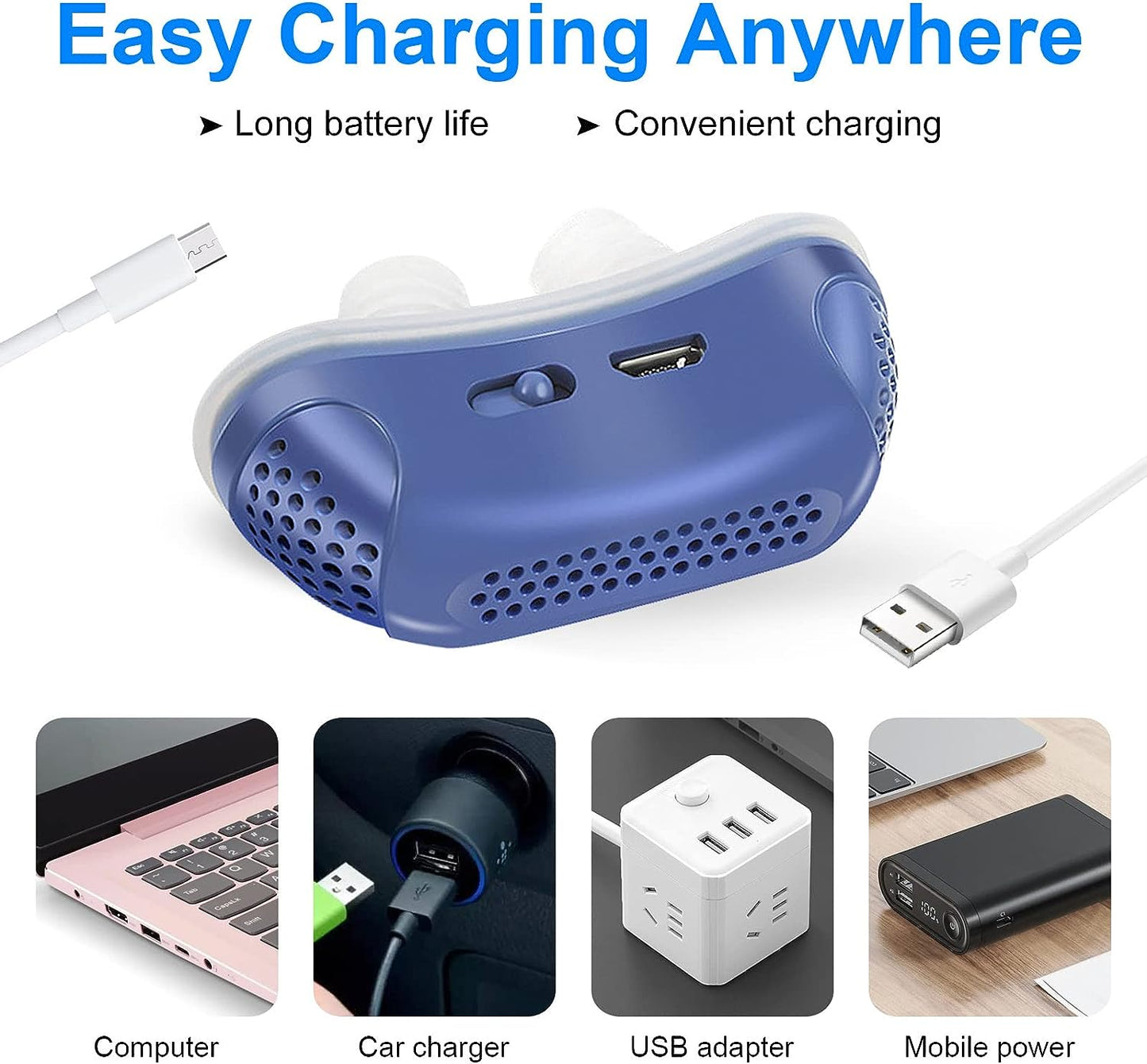 Micro CPAP-maskine – Mod søvnapnø & snorken – Rejsevenlig & USB-genopladelig Snoring & Sleep Apnea Aids Danmarkmode