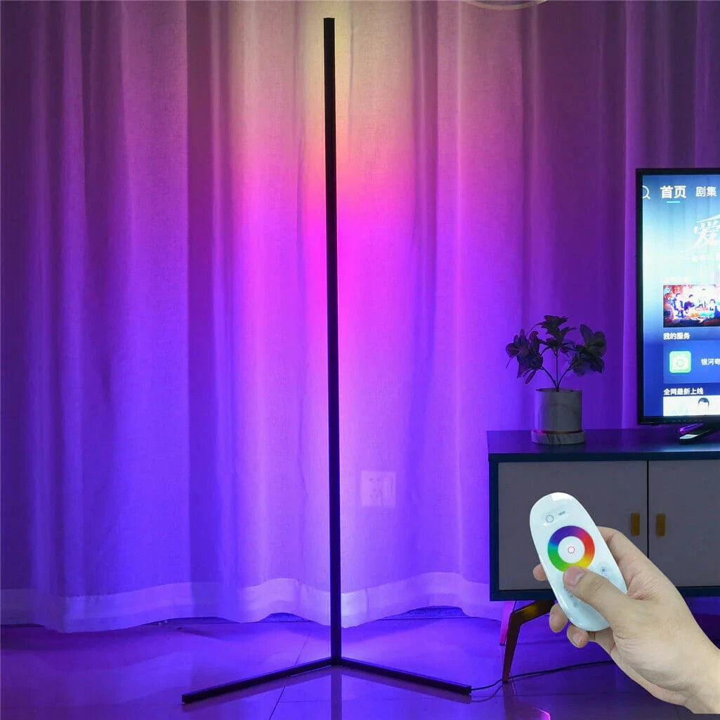 Minimalistisk Hjørne LED Gulvlampe - Matte - Dæmpbar - Aluminium - RGB Floor Lamps Danmarkmode.dk