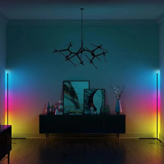 Minimalistisk Hjørne LED Gulvlampe - Matte - Dæmpbar - Aluminium - RGB Floor Lamps Danmarkmode.dk