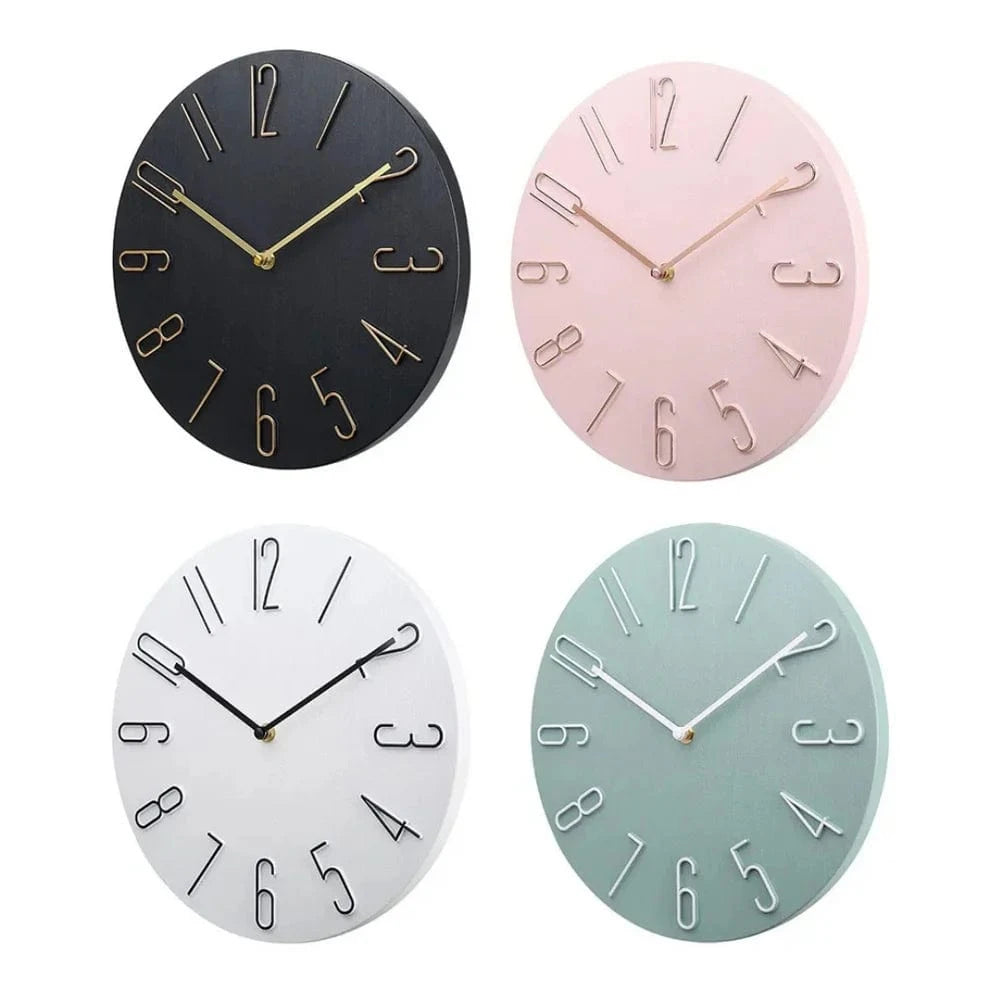 Moderne Lydløst Vægur - Analogt - Vægur med Tal - Batteridrevet - 30 cm Wall Clock Danmarkmode.dk