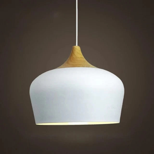 Moderne Matte Finish Macaron Pendel Lampe - Aluminium - Træ - LED Pære Ceiling Light Fixtures Danmarkmode.dk