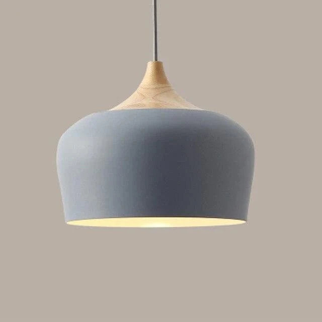 Moderne Matte Finish Macaron Pendel Lampe - Aluminium - Træ - LED Pære Ceiling Light Fixtures Danmarkmode.dk