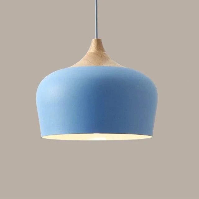 Moderne Matte Finish Macaron Pendel Lampe - Aluminium - Træ - LED Pære Ceiling Light Fixtures Danmarkmode.dk