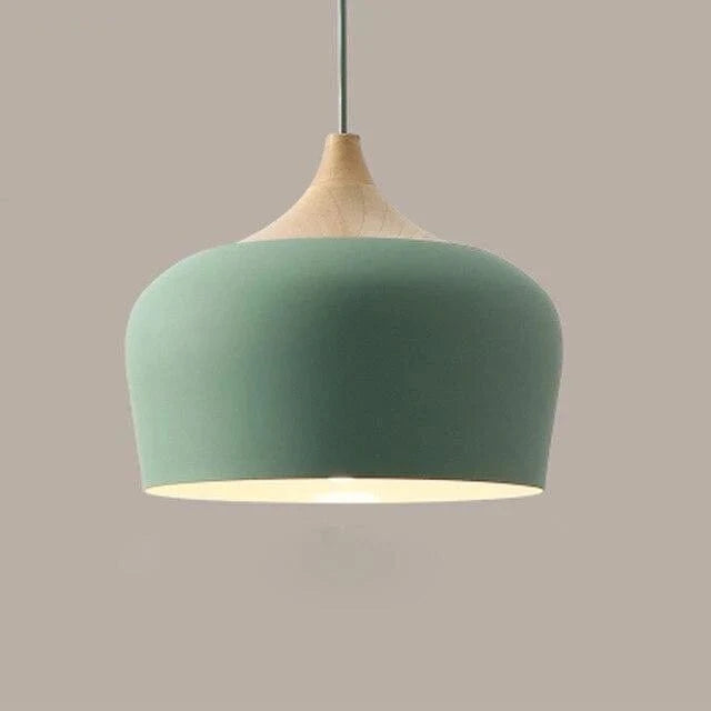 Moderne Matte Finish Macaron Pendel Lampe - Aluminium - Træ - LED Pære Ceiling Light Fixtures Danmarkmode.dk