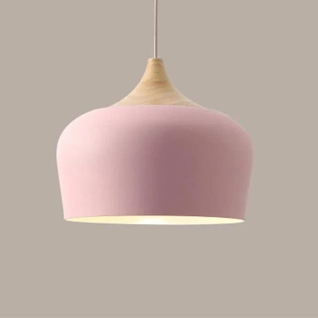 Moderne Matte Finish Macaron Pendel Lampe - Aluminium - Træ - LED Pære Ceiling Light Fixtures Danmarkmode.dk