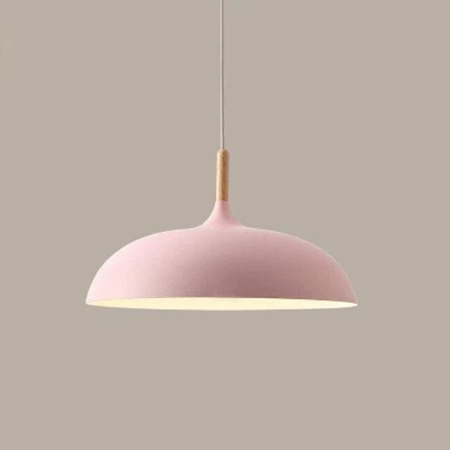 Moderne Matte Finish Macaron Pendel Lampe - Aluminium - Træ - LED Pære Ceiling Light Fixtures Danmarkmode.dk