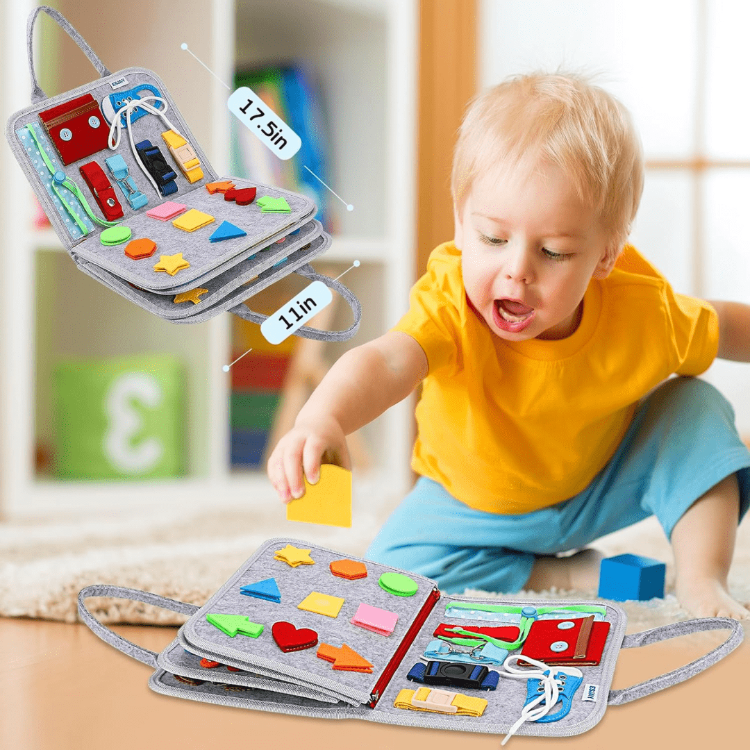Montessori Busy Board for Kids – Sensorisk Eventyr Pinnemappe Taske, Sjov Læring til Små Udforskere Educational Toys Danmarkmode.dk