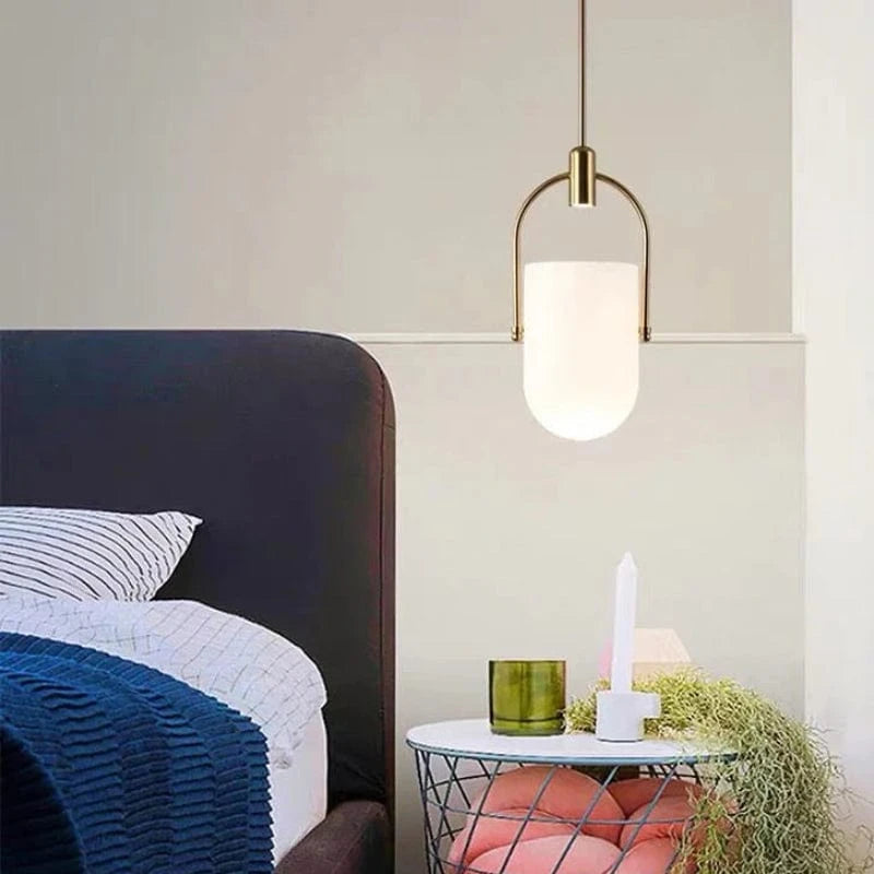 Morderne Spand Form Glas Pendel Lampe - Guld - Boligindretning - Metal Ceiling Light Fixtures Danmarkmode.dk