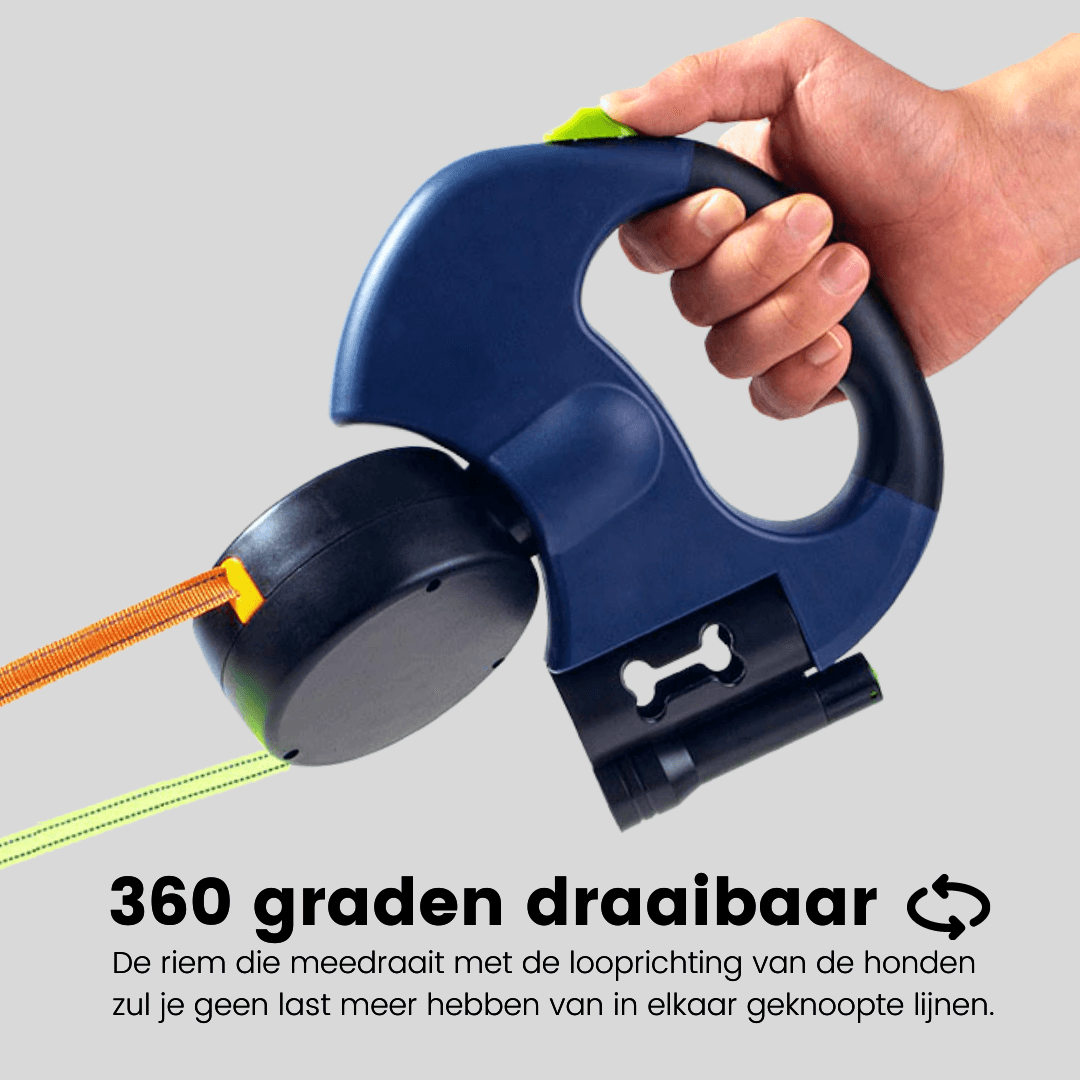 Multifunktionel Dobbelt Hundesnor - Justerbar, 2 Hunde, Reflekterende, Holdbar Nylon, Sort, Hundeudstyr, Til Hanner og Tæver Pet Leashes Danmarkmode.dk