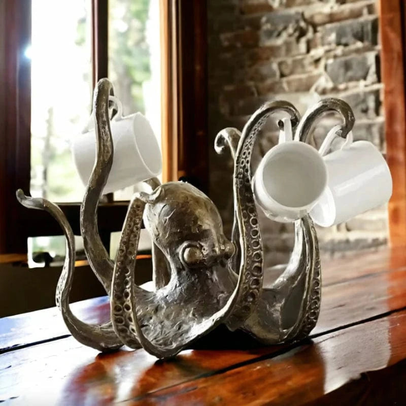 Nautisk Blæksprutte Krus Kopholder - Borddekoration - Støbejern - Bronze Finish Drinkware Holders Danmarkmode.dk