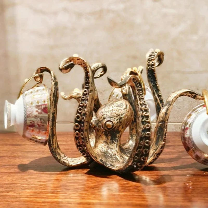 Nautisk Blæksprutte Krus Kopholder - Borddekoration - Støbejern - Bronze Finish Drinkware Holders Danmarkmode.dk