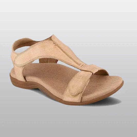 Ortopædisk Sandaler Dame - Læder - Flad - Velcro - Støtte Sandals Danmarkmode.dk