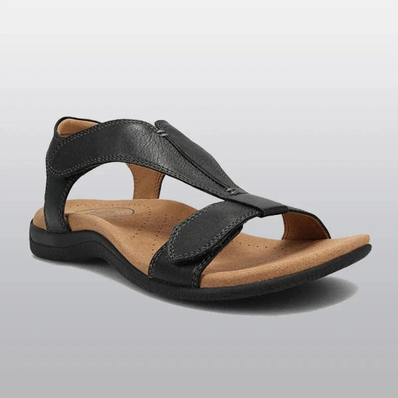 Ortopædisk Sandaler Dame - Læder - Flad - Velcro - Støtte Sandals Danmarkmode.dk