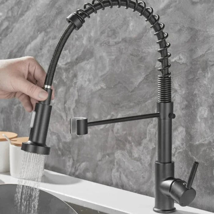 Pull Down Dobbelt Udløb Køkkenarmatur - 360 Grader - Industriel - Fleksibel Kitchen Sink Faucets Danmarkmode.dk