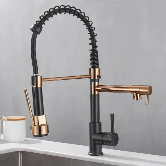 Pull Down Dobbelt Udløb Køkkenarmatur - 360 Grader - Industriel - Fleksibel Kitchen Sink Faucets Danmarkmode.dk