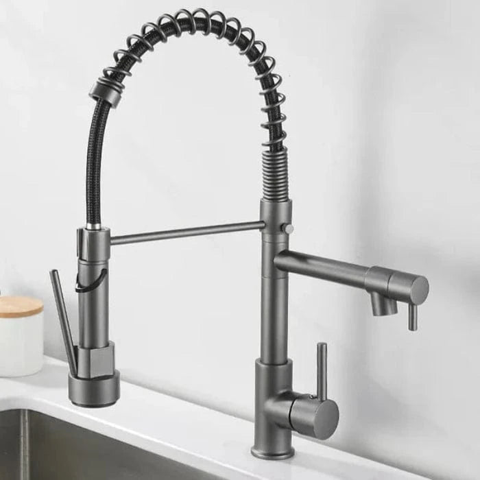 Pull Down Dobbelt Udløb Køkkenarmatur - 360 Grader - Industriel - Fleksibel Kitchen Sink Faucets Danmarkmode.dk