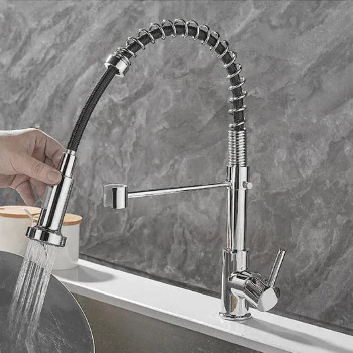 Pull Down Dobbelt Udløb Køkkenarmatur - 360 Grader - Industriel - Fleksibel Kitchen Sink Faucets Danmarkmode.dk