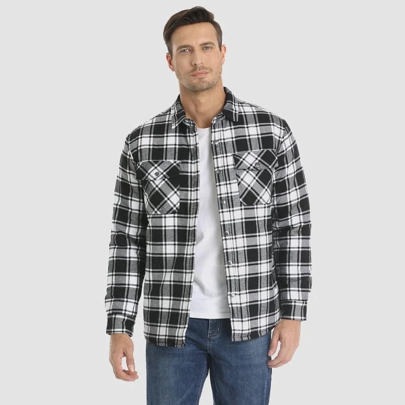 Quiltet Jakke Herre - Ternet Skjorte - Skovmandsjakke - Lange Ærmer Jackets Danmarkmode.dk
