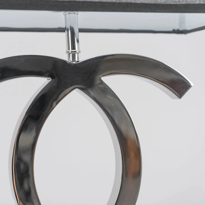 Rektangulær Skærm Dobbelt C Bordlampe - LED Pære - Rustfrit Stål - Stof Table Lamp Danmarkmode.dk