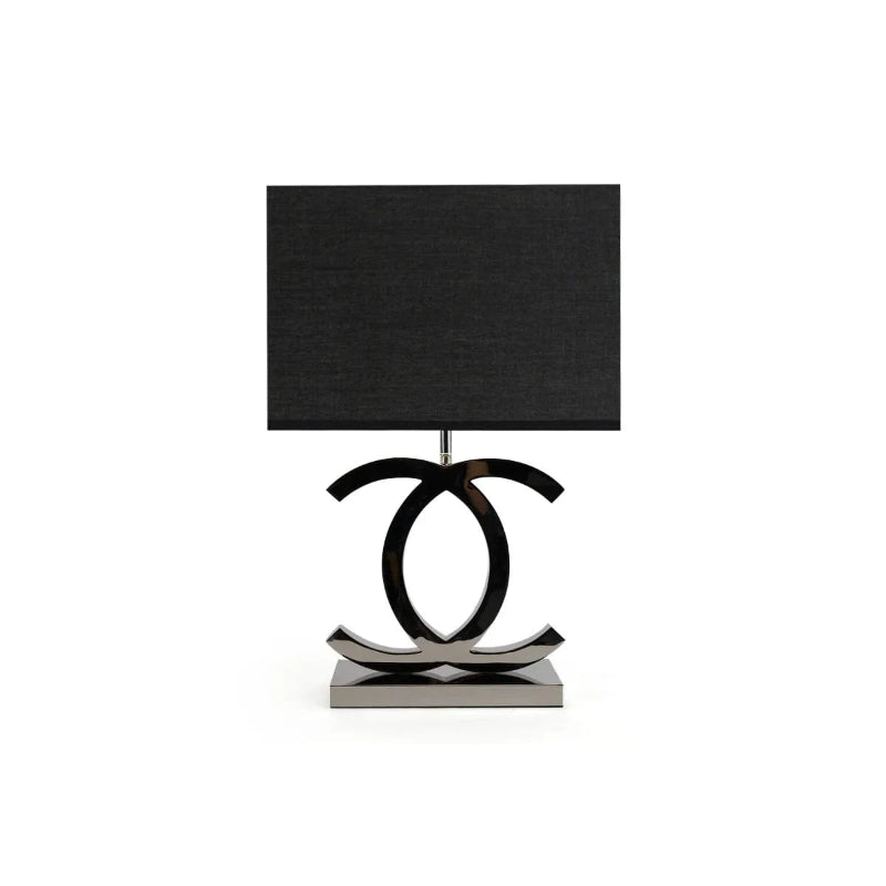 Rektangulær Skærm Dobbelt C Bordlampe - LED Pære - Rustfrit Stål - Stof Table Lamp Danmarkmode.dk