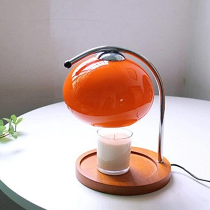 Retro Glas Stearinlys Varmelampe - Sengelampe - Dæmpbar - Træ Table Lamps Danmarkmode.dk