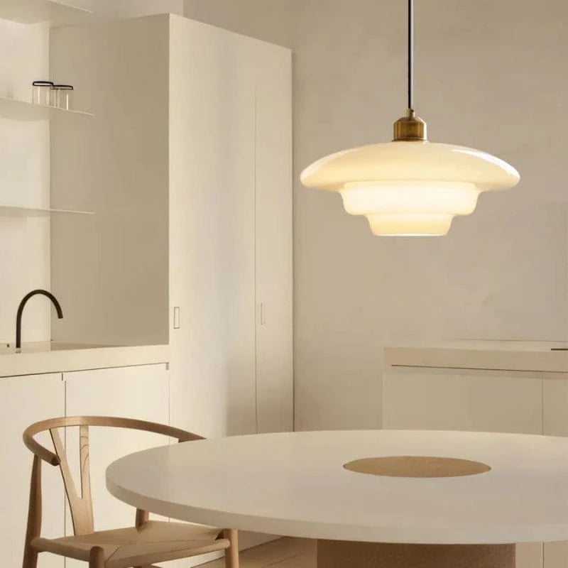 Retro Opal Glas Pendellampe - Tiered - E27 Pære - Art Deco Ceiling Light Fixtures Danmarkmode.dk