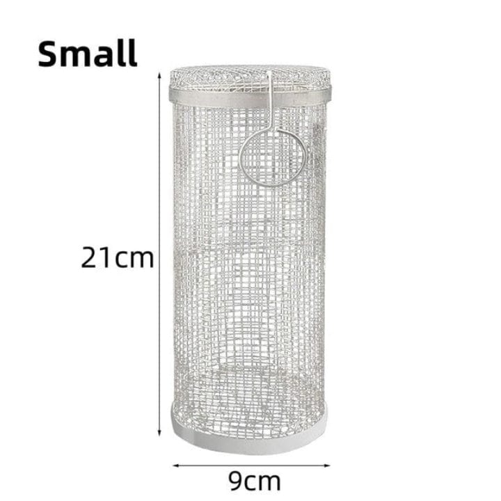 Rullende Grillkurv - Rustfrit Stål - Bærbar - Cylinder - Udendørs Outdoor Grill Baskets Danmarkmode.dk