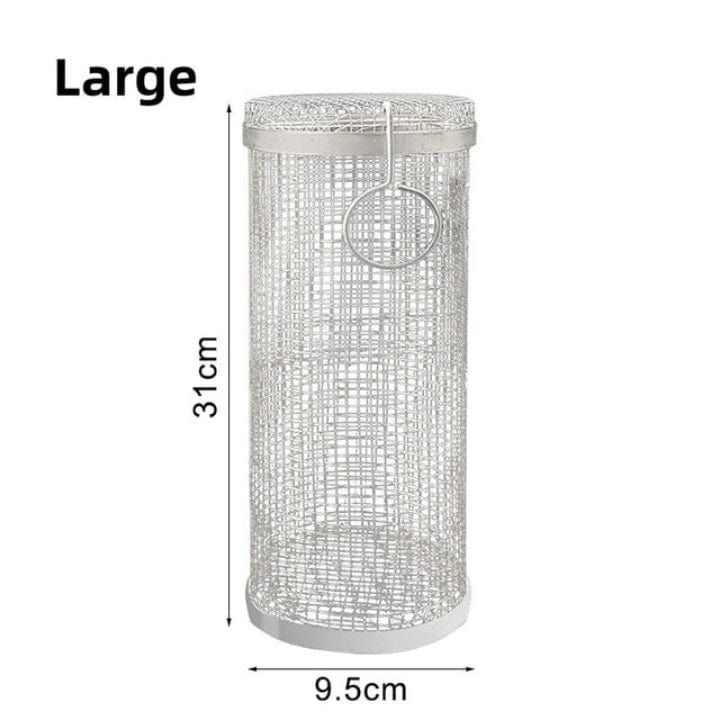 Rullende Grillkurv - Rustfrit Stål - Bærbar - Cylinder - Udendørs Outdoor Grill Baskets Danmarkmode.dk