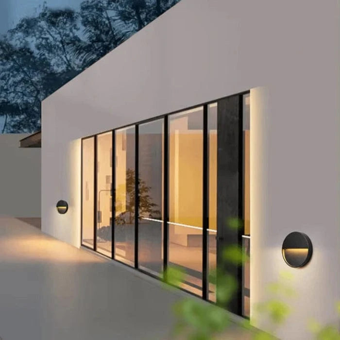 Rund LED Væglampe Udendørs - Sort Lampe - Vandtæt - Aluminium Wall Light Fixtures Danmarkmode.dk