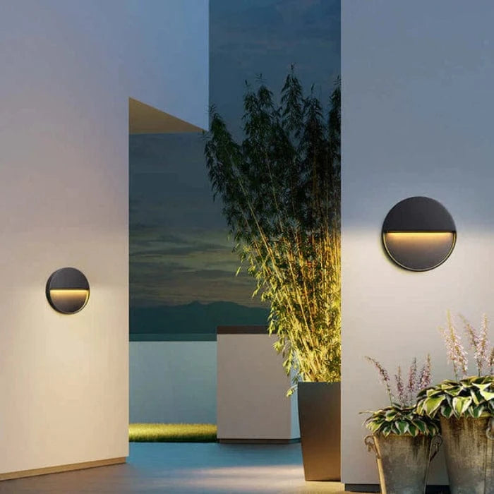 Rund LED Væglampe Udendørs - Sort Lampe - Vandtæt - Aluminium Wall Light Fixtures Danmarkmode.dk