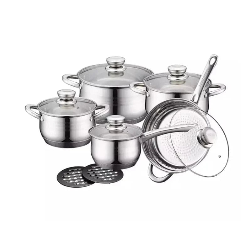 Rustfrit Stål Cookwear Sæt - Holdbar - Moderne - 12 dele Cookware Sets Danmarkmode.dk