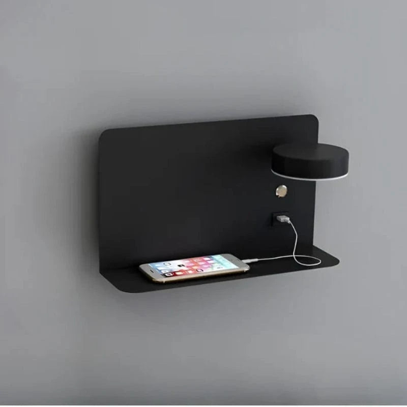 Sengelampe med Integreret Telefonholder og Oplader - Natlampe - Dæmpbar - LED Wall Light Fixtures Danmarkmode.dk