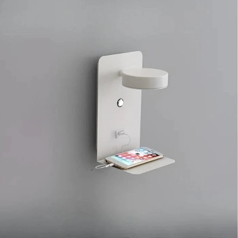 Sengelampe med Integreret Telefonholder og Oplader - Natlampe - Dæmpbar - LED Wall Light Fixtures Danmarkmode.dk