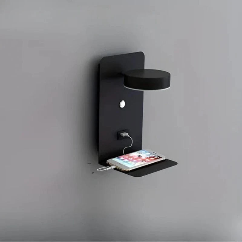Sengelampe med Integreret Telefonholder og Oplader - Natlampe - Dæmpbar - LED Wall Light Fixtures Danmarkmode.dk