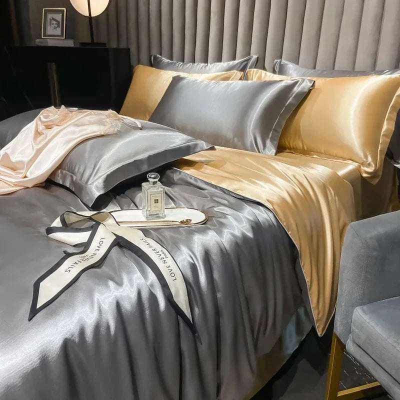 Silke sengesæt - LuxeSilk luksus silke dynebetræk og pudebetræk, Queen/King, blødt, elegant, perfekt gave til hende Bedding Danmarkmode.dk