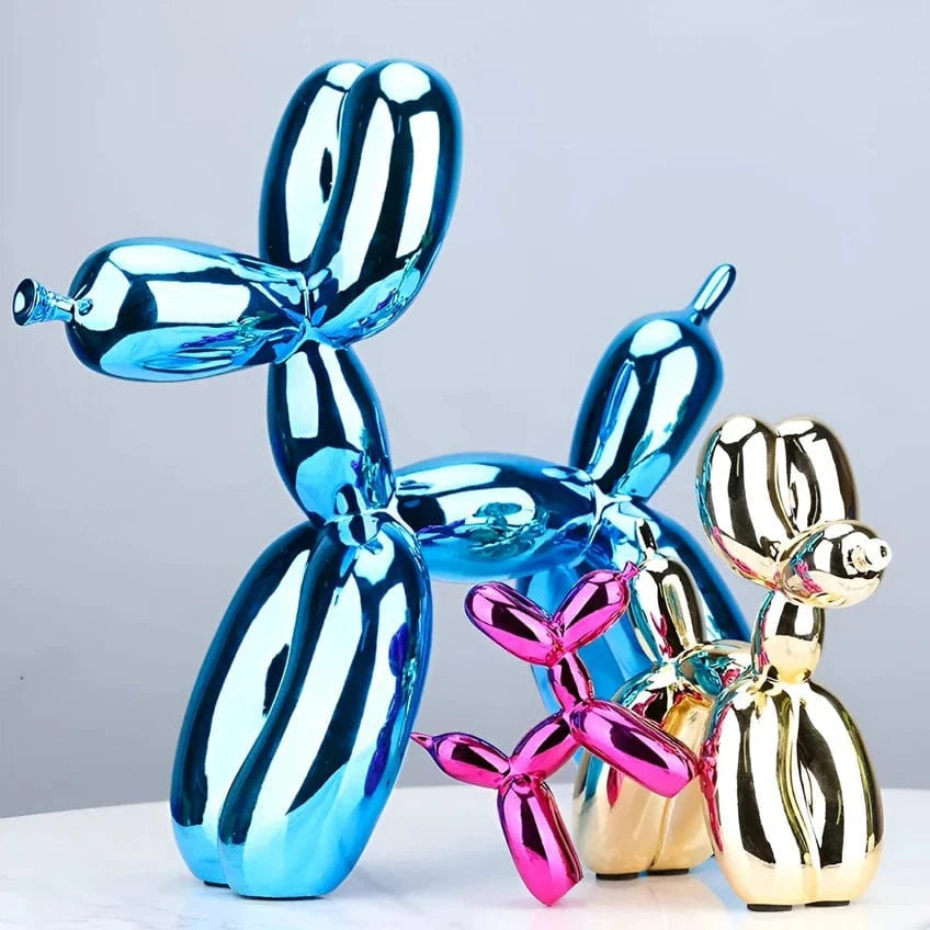 Skinnende Ballonhund Skulptur - Boligindretning - Metallisk - Resin Sculpture Statue Danmarkmode.dk