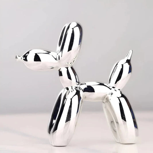 Skinnende Ballonhund Skulptur - Boligindretning - Metallisk - Resin Sculpture Statue Danmarkmode.dk